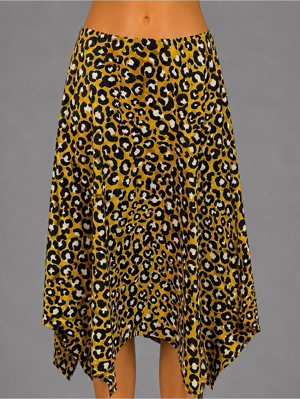Super cute, asymmetrical animal, print yellow brown summer skirt